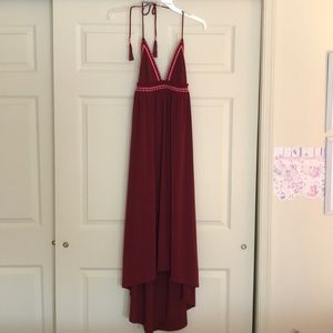 Maroon & Pink Maxi Beach Dress